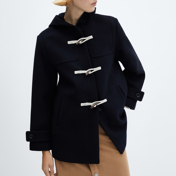 NWT MANGO Hooded Wool Coat size XS - Picture 1 of 16